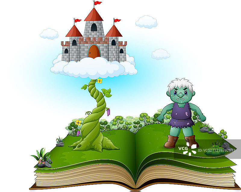 带有魔豆城堡的故事书图片素材