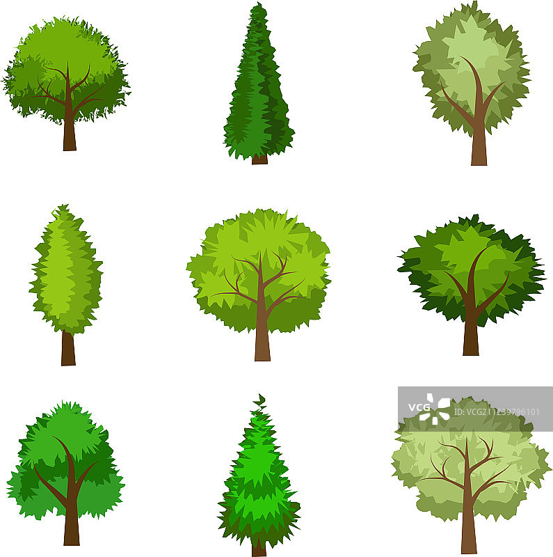 扁平风老树合集图片素材