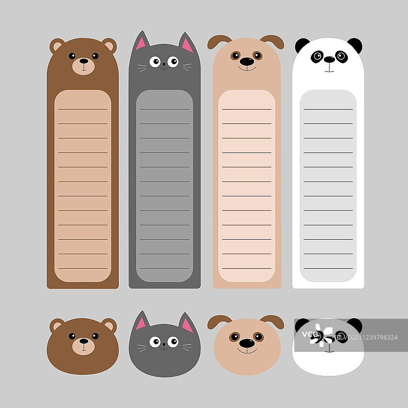 卡通动物头像，可爱风格的熊、猫、狗图片素材
