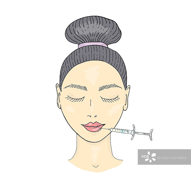 扎着发髻的女孩的脸图片素材