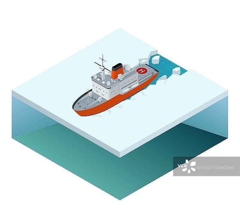 2.5D核动力破冰船航行图图片素材