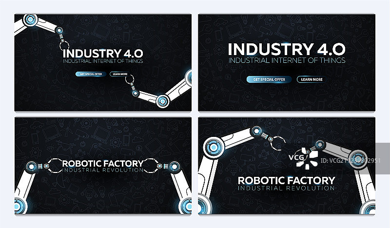 带有机械臂的工业4.0 banner集图片素材