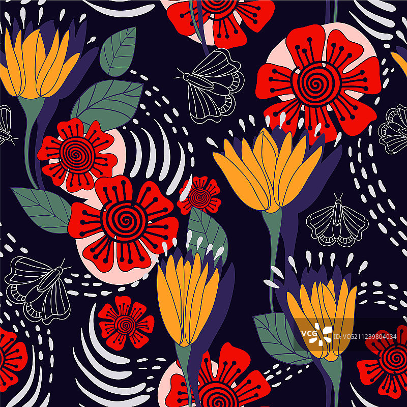 花卉装饰无缝图案图片素材