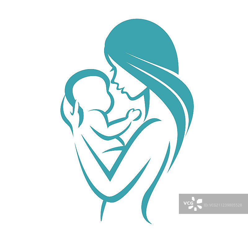 母亲与婴儿图标风格化设计图片素材