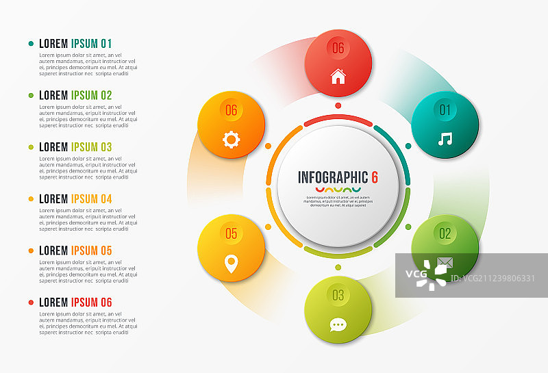 旋转圆形图表模板信息图设计图片素材