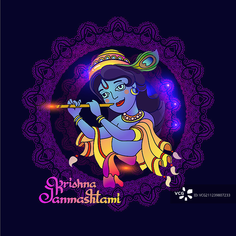 克里希纳· Janmashtami 贺卡（幼年）图片素材