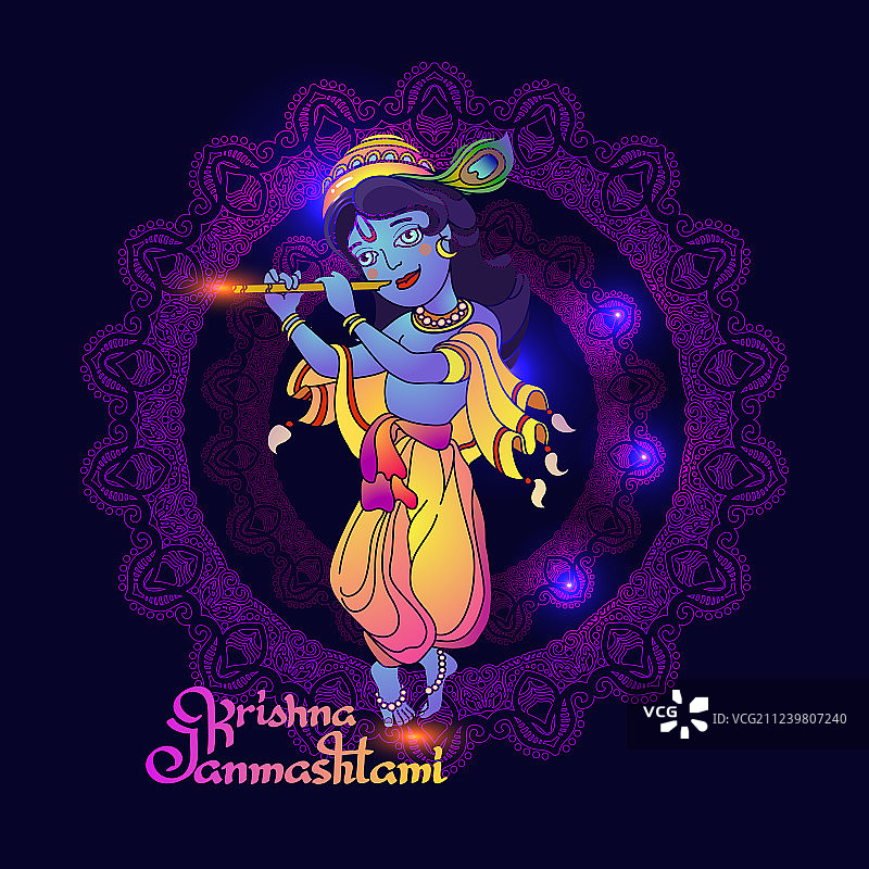 克里希纳· Janmashtami 贺卡（幼年）图片素材