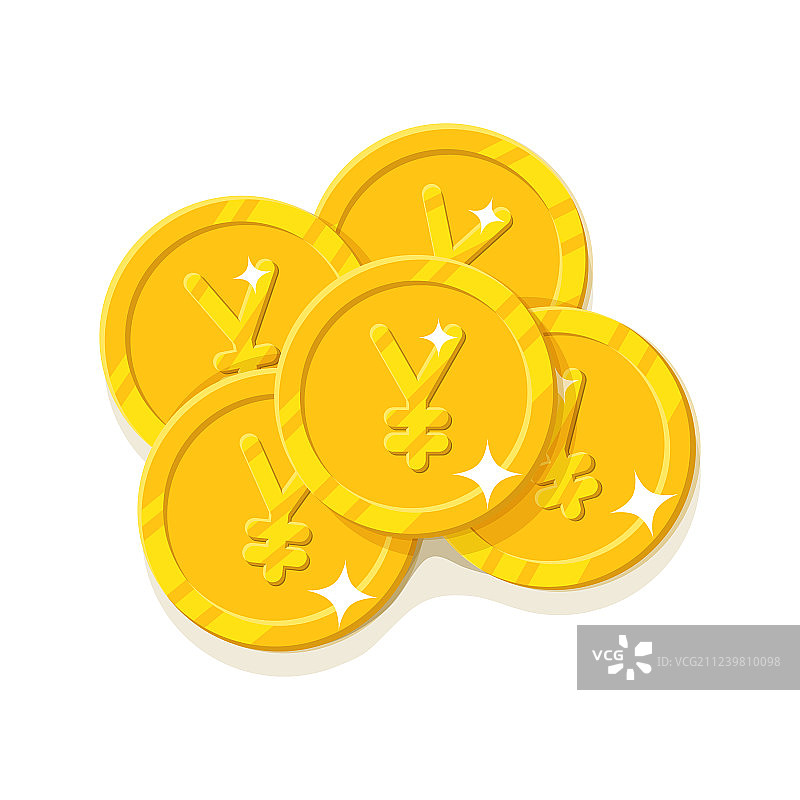 金色中国元或日元硬币卡通图片素材