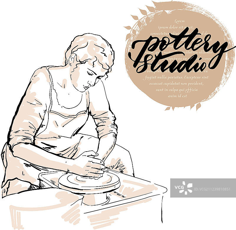 专业女陶艺家图片素材