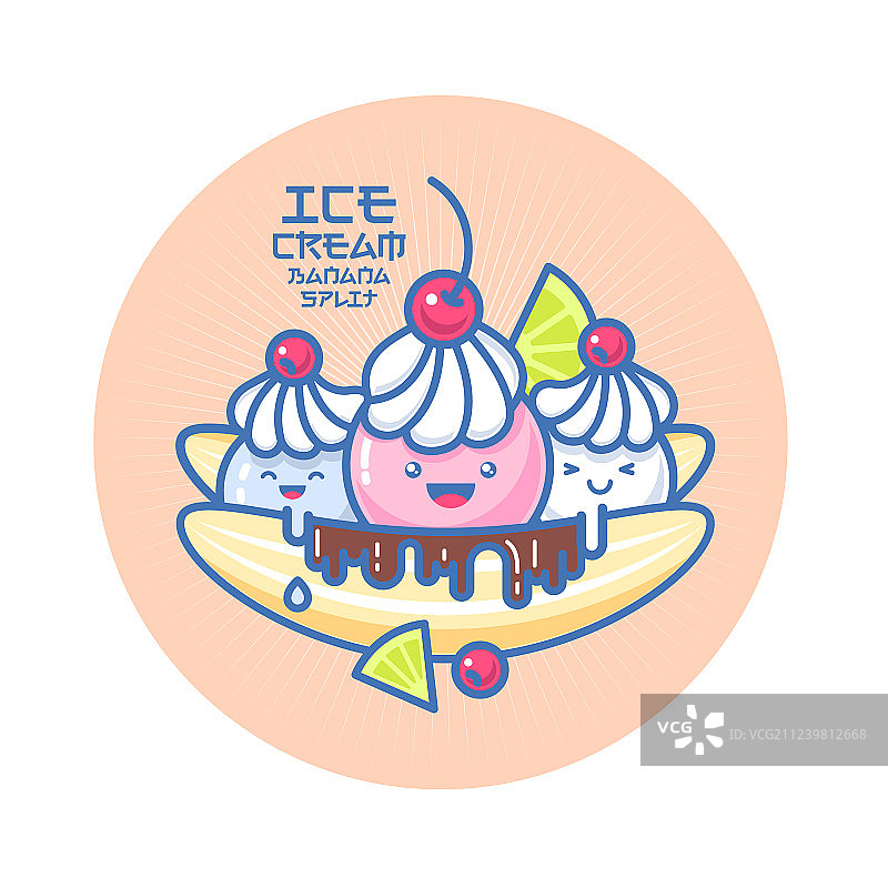 冰淇淋香蕉船巧克力青柠樱桃图片素材