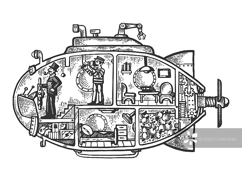 梦幻般的神奇潜艇雕刻图片素材