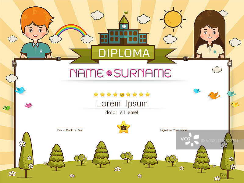儿童文凭证书图片素材