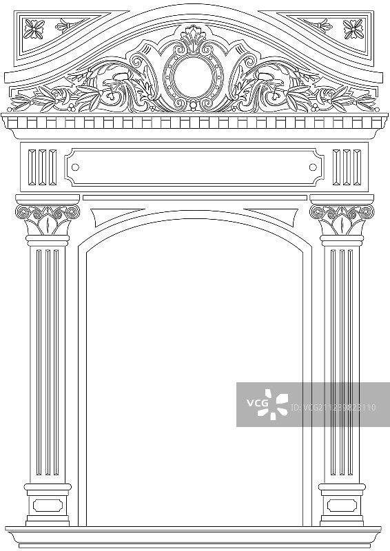 古典拱门的轮廓着色图片素材
