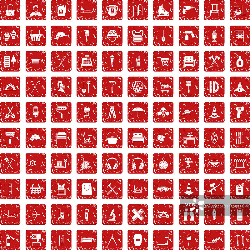 100个红色做旧风格服装图标合集图片素材