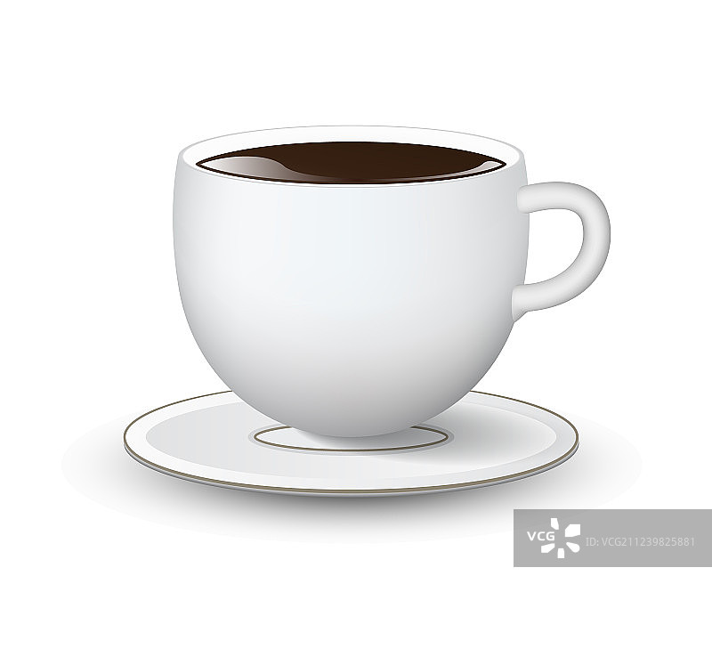 白色背景上的带托盘的白色杯子图片素材