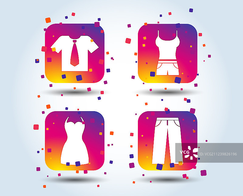 服装标志：T恤与领带和裤子图片素材