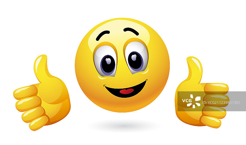 竖起大拇指的笑脸表情符号图片素材