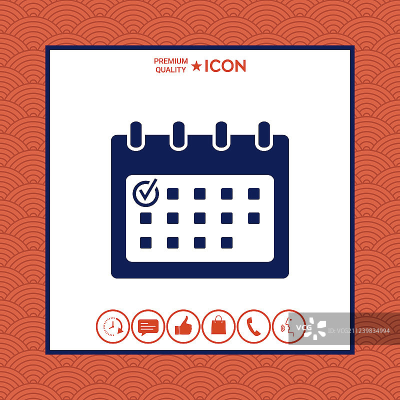 带勾选标记的日历图标图片素材