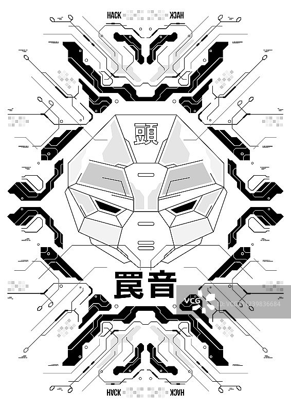 赛博朋克机器人头像科技海报图片素材