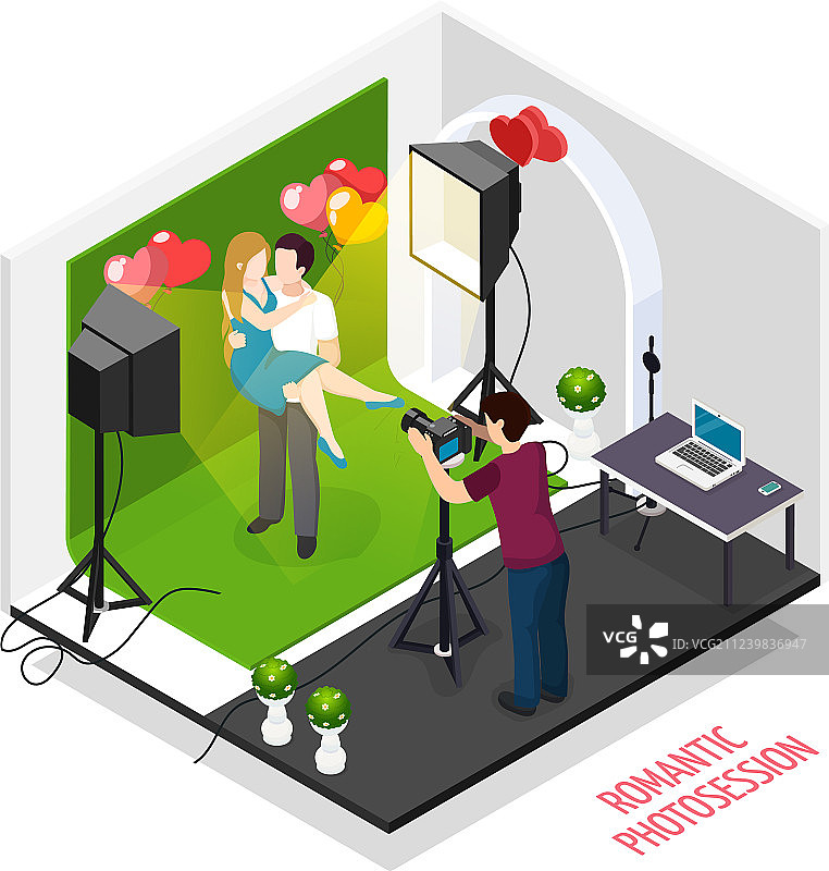 浪漫情侣合影2.5D图图片素材