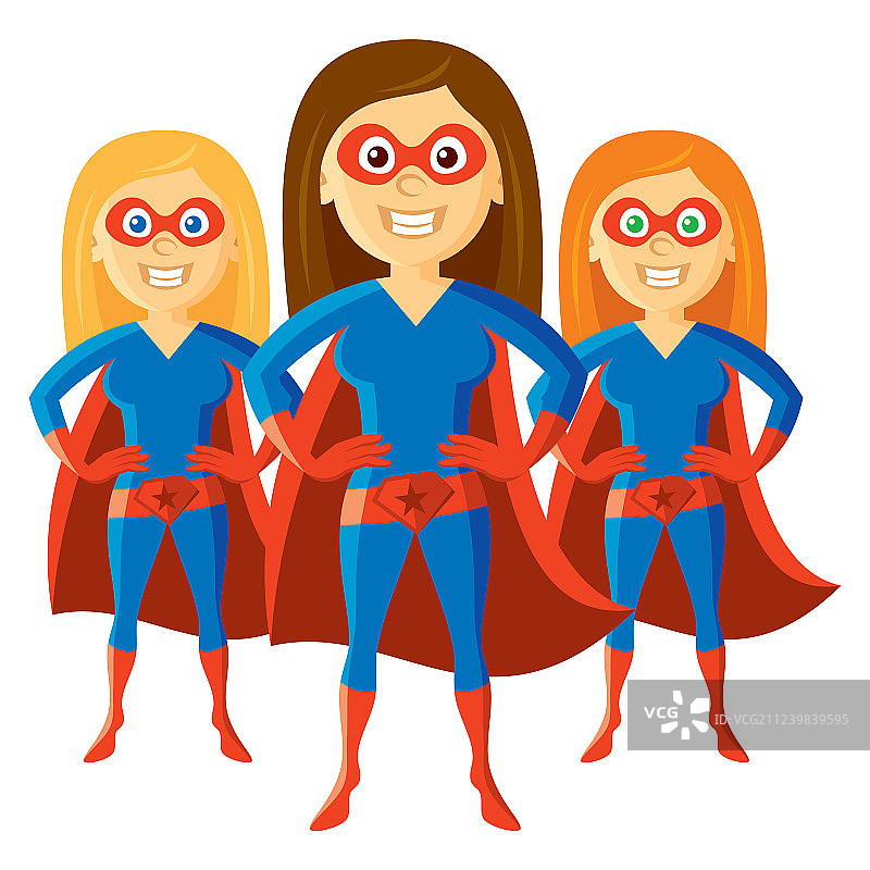 超级女英雄卡通人物套装图片素材