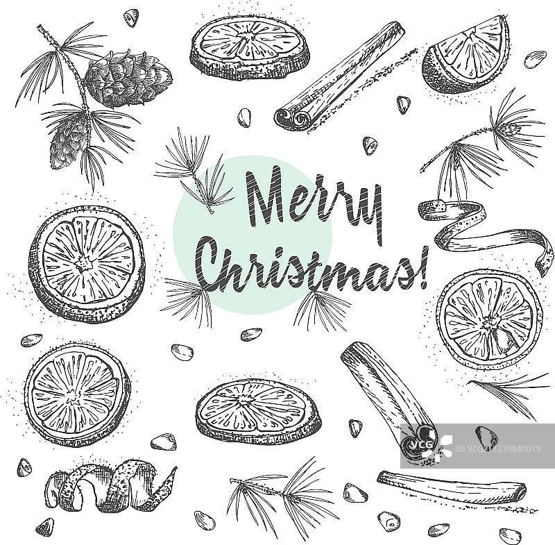 手绘圣诞冬季香料图案图片素材