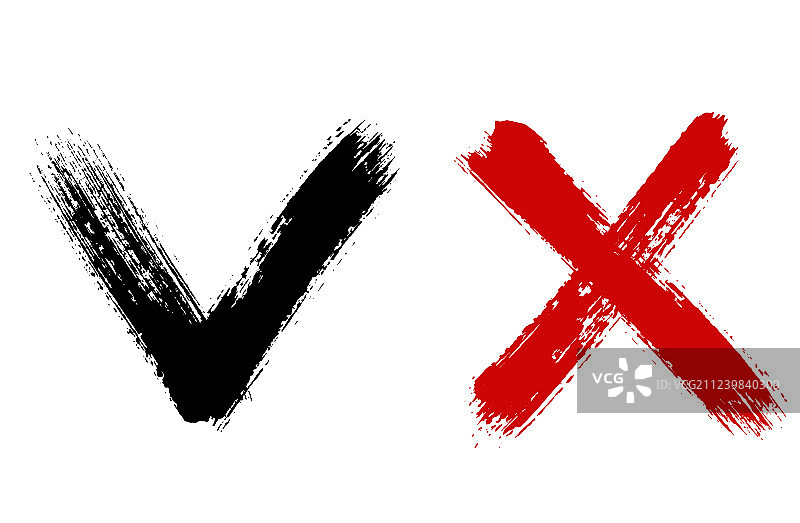 已绘制的X标记，表示Yes图片素材