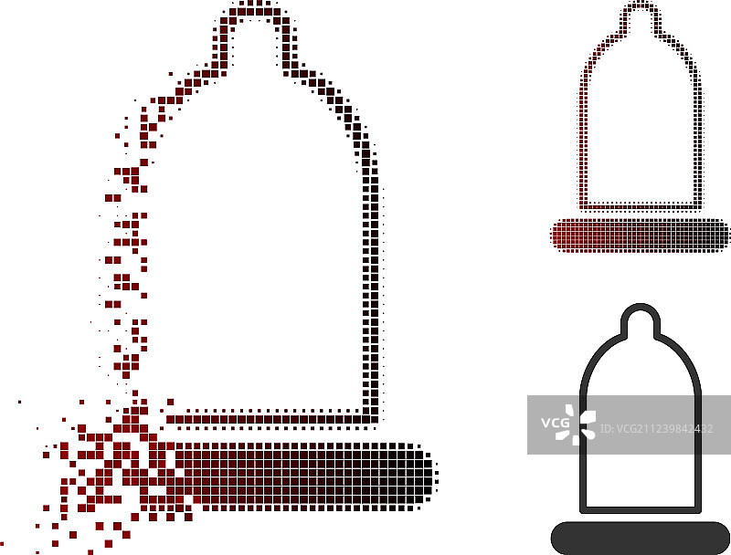 分散像素半色调安全套图标图片素材