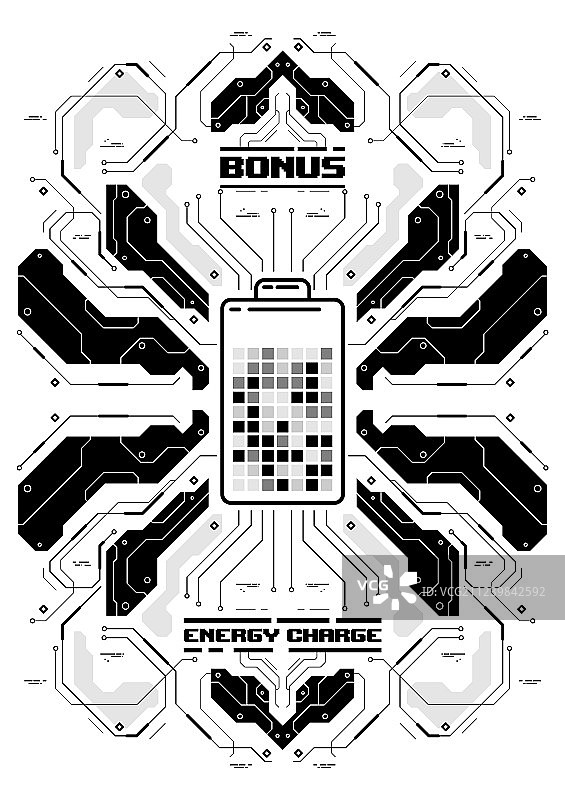 带有电池图标的赛博朋克未来主义海报图片素材