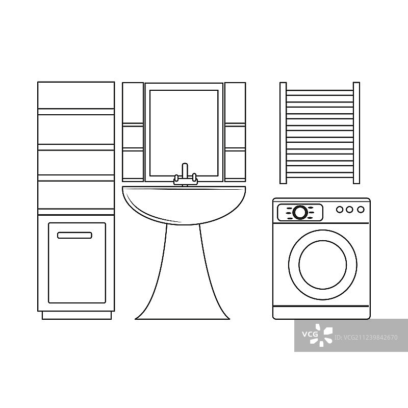浴室家具轮廓图片素材