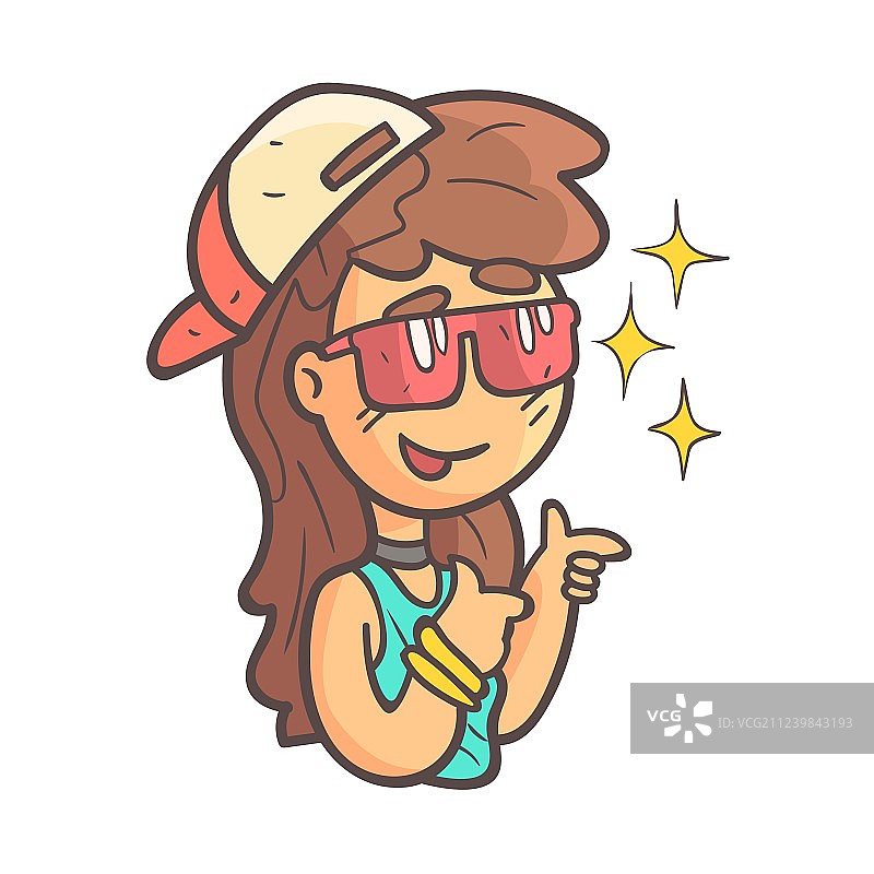 戴帽子和蓝色上衣的受欢迎的女孩图片素材