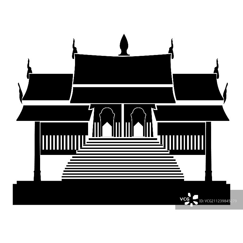 宝塔和寺庙剪影黑色图标图片素材