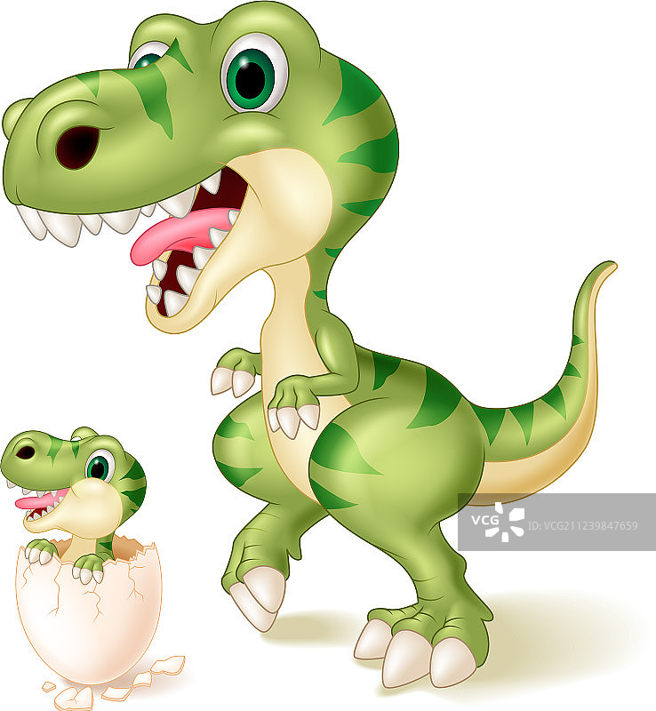 恐龙母子与破壳小恐龙图片素材