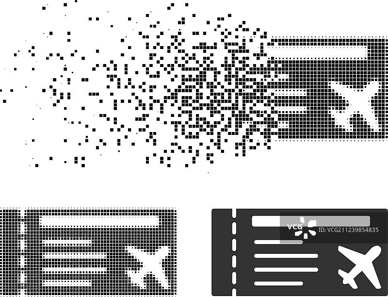 破碎像素半色调机票图标图片素材