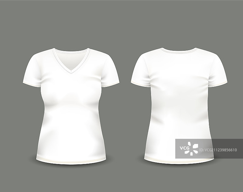 白色V领T恤模板图片素材