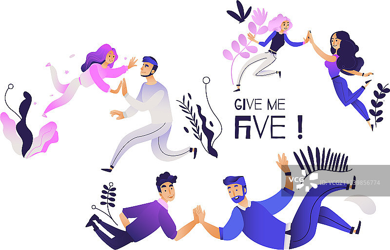 击掌手势：不同人物组合图片素材