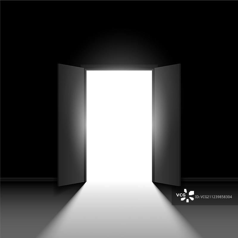 黑色背景上的双开门图片素材