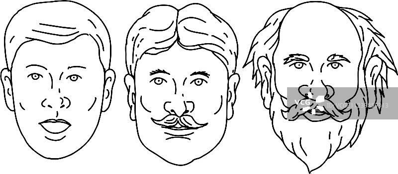 从青年到中年的变形图图片素材