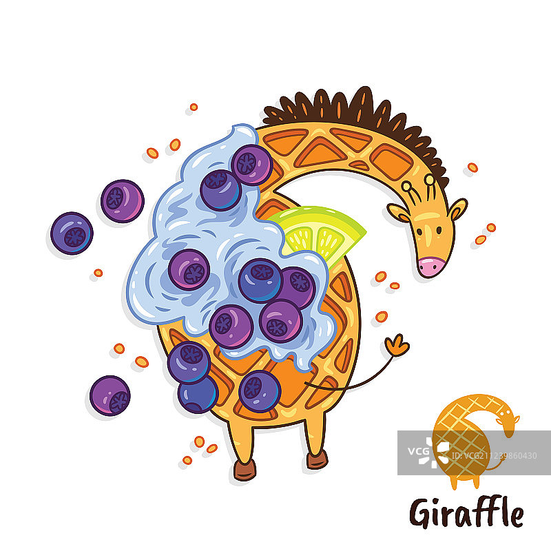 长颈鹿造型的华夫饼甜点图片素材