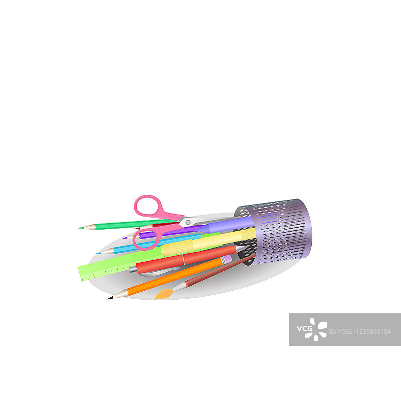 带文具配件的倒置盒子图片素材