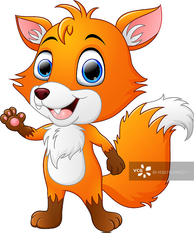 卡通狐狸挥手图片素材