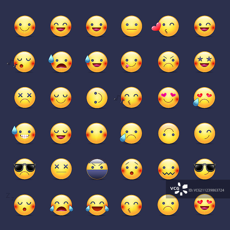 笑脸图标表情符号集图片素材