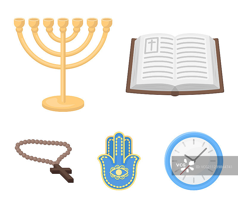 圣经烛台Hamsa东正教十字宗教套装图片素材