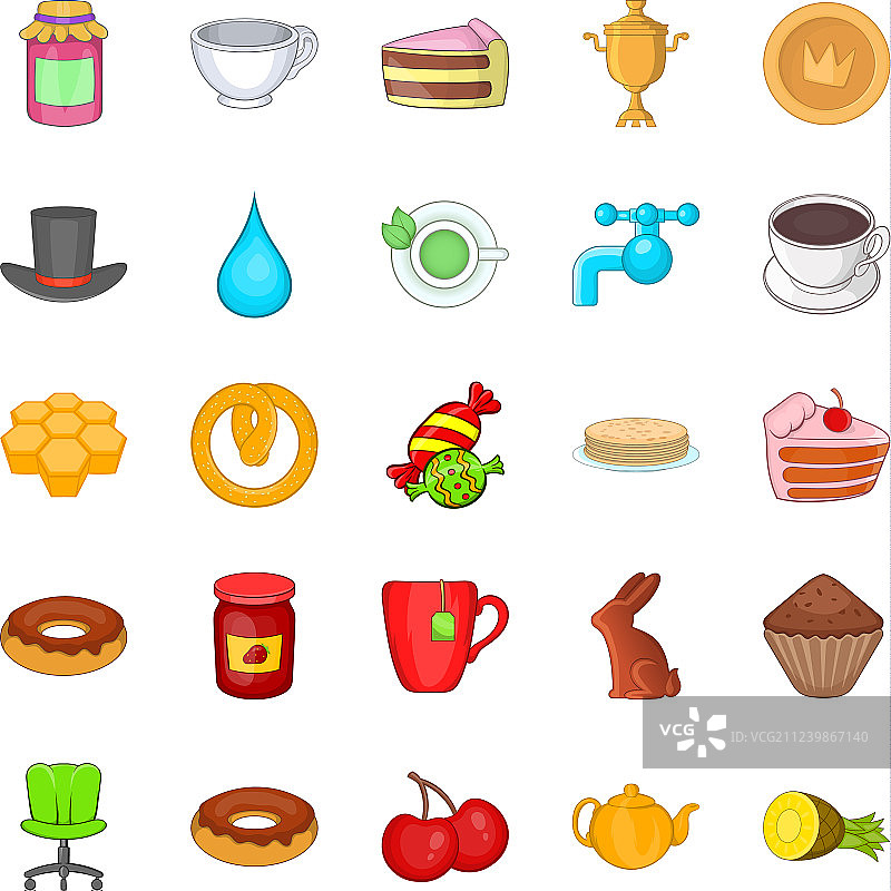 卡通风格糕点图标集图片素材