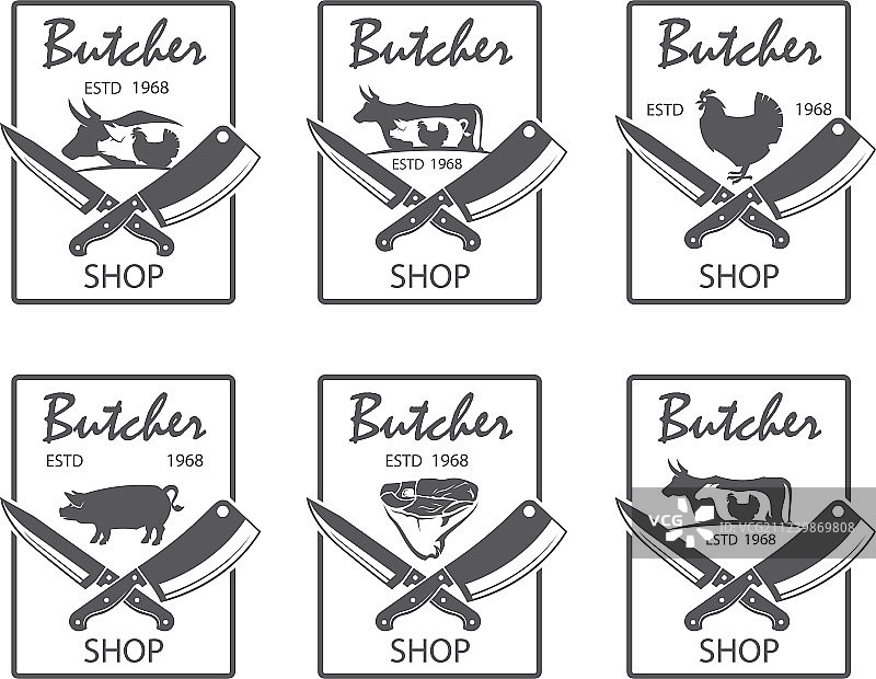 肉店标志图案合集图片素材