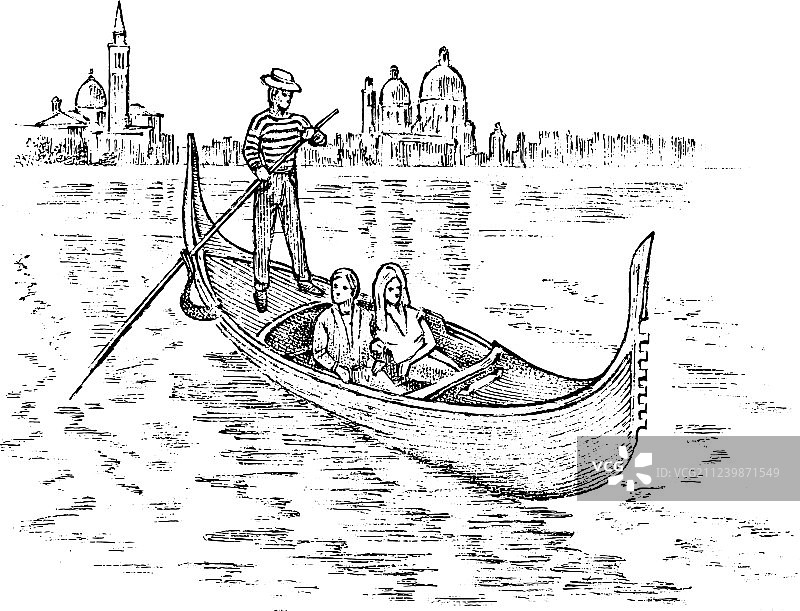 在贡多拉上的欧洲人物风景图片素材