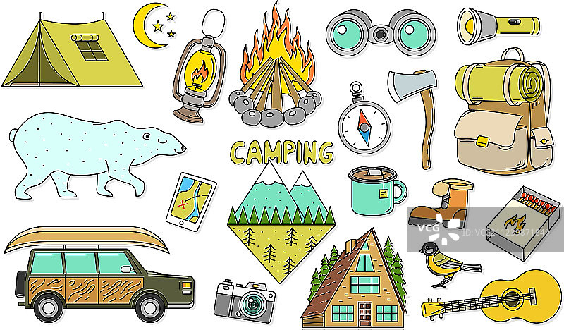 森林露营元素装备素材图片素材