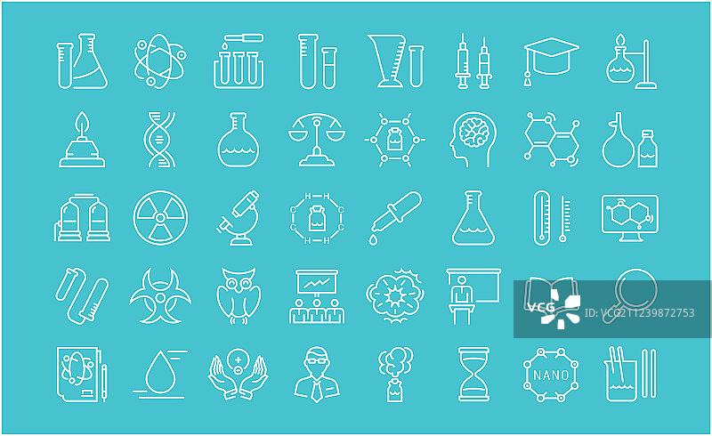 化学细线扁平图标合集图片素材