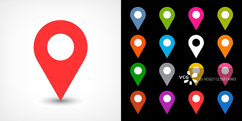 带阴影的彩色地图图钉位置图标图片素材