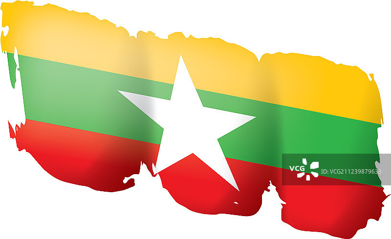 缅甸国旗上有白色图片素材